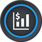 Sales forecasting icon: chart with a dollar sign above it