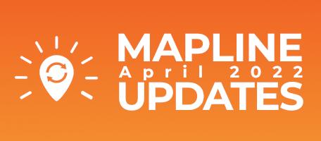 Mapline Updates for April 2022. Blog preview image with Mapline Logo, a map pin, styled as a lightbulb.