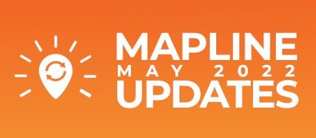 Mapline Updates for May 2022. Blog preview image with Mapline Logo, a map pin, styled as a lightbulb.