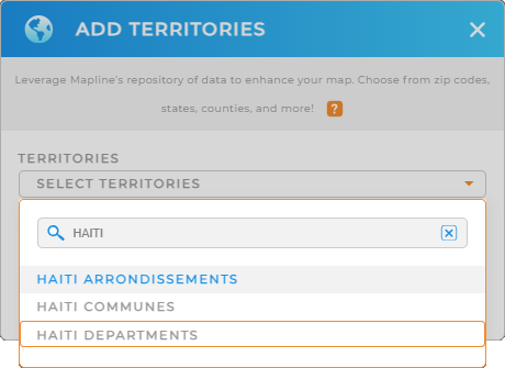 Add Haiti Departments to your map in Mapline