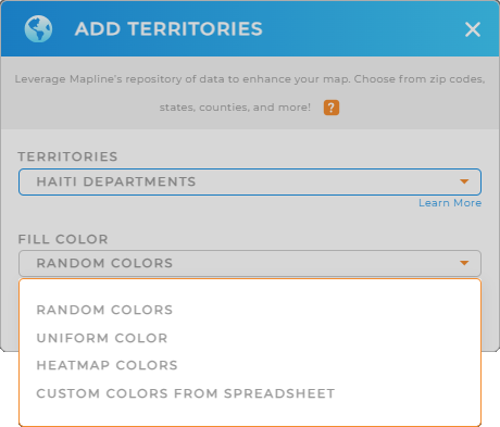 Color code your Haiti department territory map in seconds