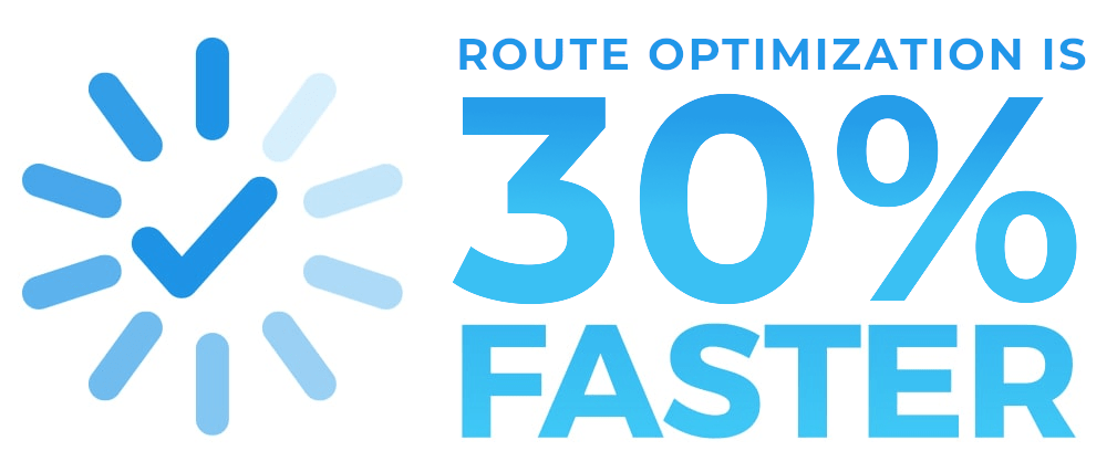 Graphic that reads, "Route Optimization is 30% Faster."