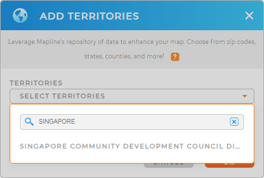 Add Singapore districts to your map in Mapline