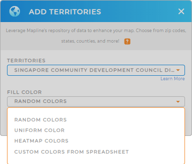 Color-code your Singapore districts territory map in seconds