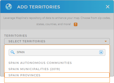 Add Spain Provinces to your map in Mapline