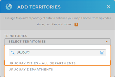 Add Uruguay Cities to your map in Mapline