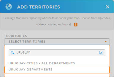 Add Uruguay Departments to your map in Mapline