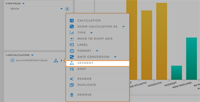 Mapline chart with the segments field highlighted