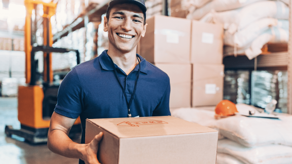 A warehouse employee is frustrated by delivery and fulfillment errors