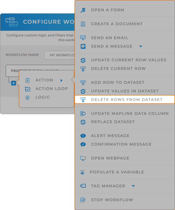 Workflows: Delete rows from dataset