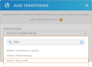Add Peru regions to your map in Mapline