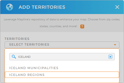 Add Iceland Regions to your map in Mapline