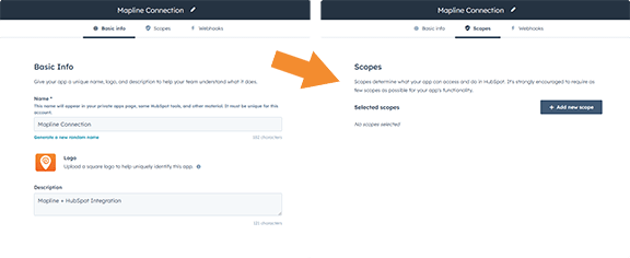 Create a private app in Hubspot