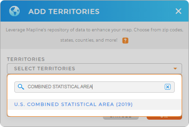 Add U.S. Combined Statistical Areas to your map in Mapline