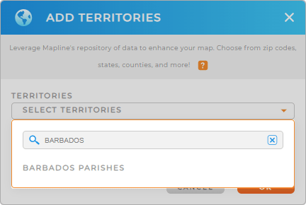 Add Barbados Parishes to your map in Mapline