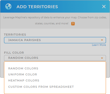 Color-code your Jamaica Parishes territory map in seconds