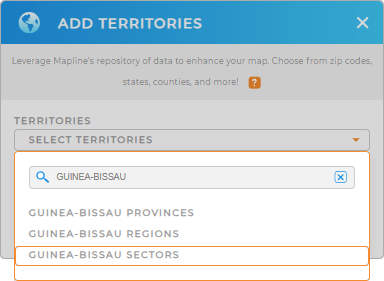 Add Guinea-Bissau sectors to your map in Mapline