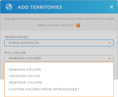 Color-code your Syria Districts territory map in seconds