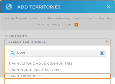 Add Spain provinces to your map in Mapline