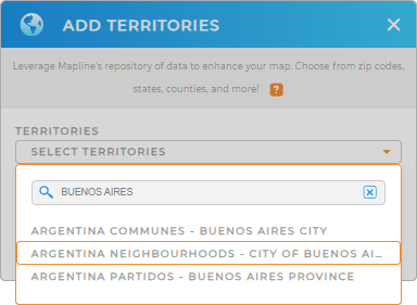 Add Buenos Aires City Neighborhoods to your map in Mapline