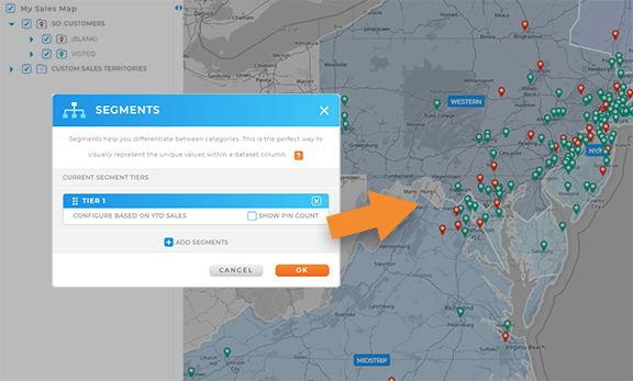 Segment map locations based on your data