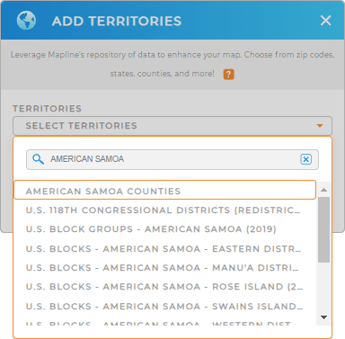 Add American Samoa counties to your map in Mapline