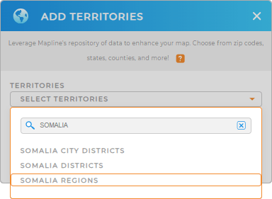 Add Somalia regions to your map in Mapline