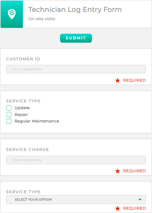 Screenshot of Mapline's new Forms feature. Collect the exact data you need through customizable fields.