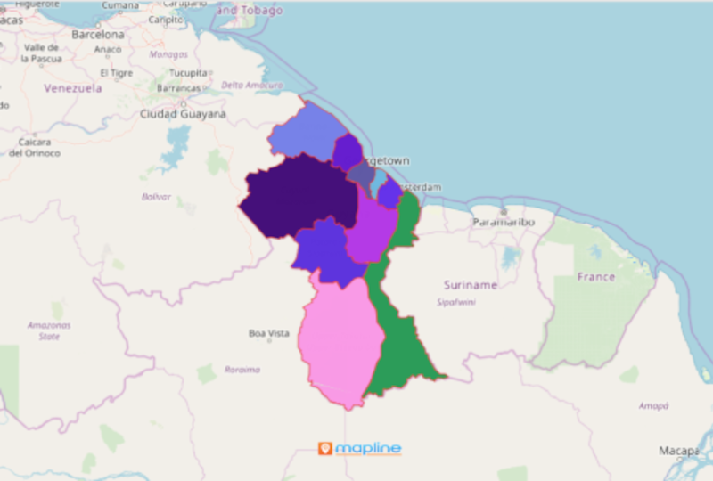 Visualize and Understand Guyana Map with Mapline's Territory Mapping Software