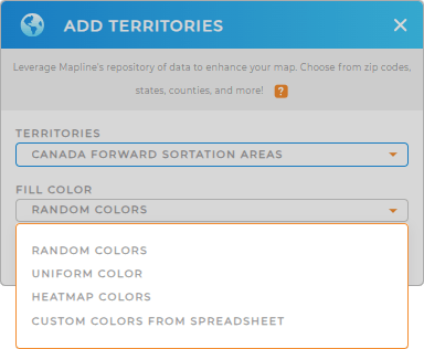 Color Styles for Canada Forward Sortation Areas