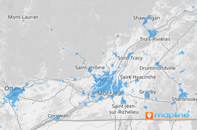 Map of Canada population centers