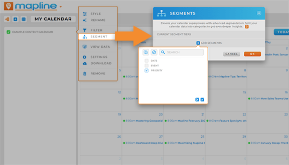 Segment your Mapline calendars