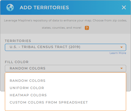 Color-code your U.S. Tribal Census Tracts territory map in seconds