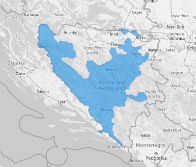 Map of Bosnia and Herzegovina Cantons