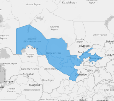 Map of Uzbekistan Regions