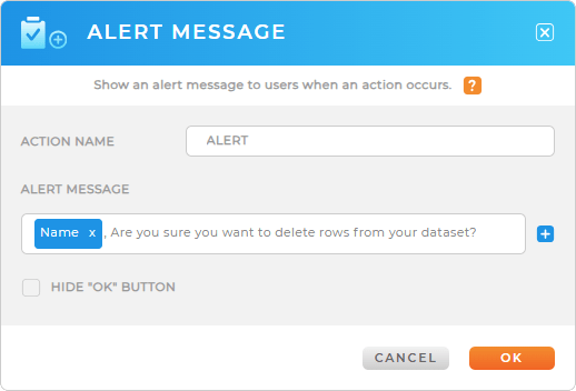 Workflows Alert Message settings