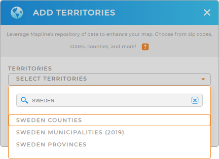 Add Sweden counties to your map in Mapline