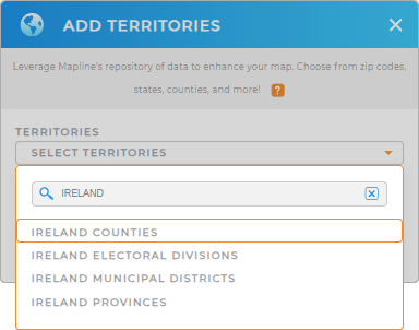Add Ireland countis to your map in Mapline