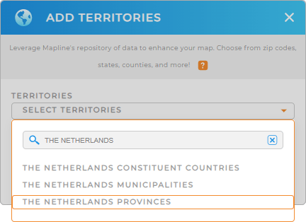 Add The Netherlands provinces to your map in Mapline