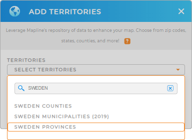 Add Sweden Provinces to your map in Mapline