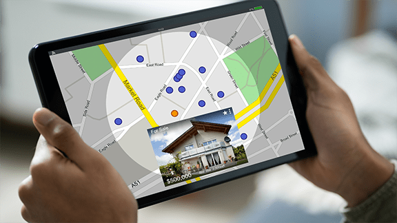 Real estate map on a tablet