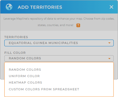 Color-code your map of municipalities of Equatorial Guinea