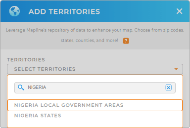 Add Nigeria local government areas to your map in Mapline