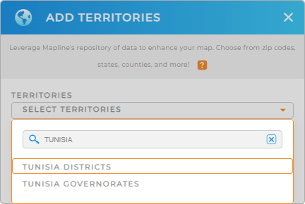 Add Tunisia governorates to your map in Mapline