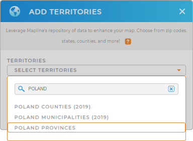 Add Poland Provinces to your map in Mapline