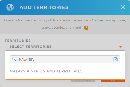 Add Malaysia states to your map in Mapline