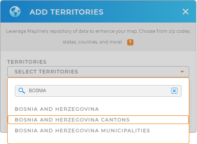 Add Bosnia and Herzegovina Cantons to your map in Mapline