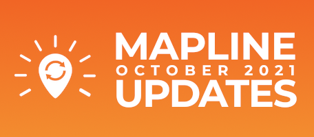 Mapline Updates for October 2021. Blog preview image with Mapline Logo, a map pin, styled as a lightbulb.