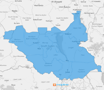 Map of South Sudan states