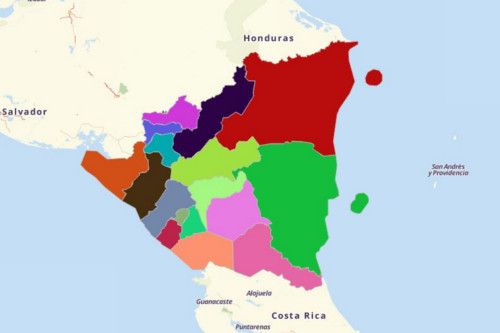 Departments of Nicaragua Map